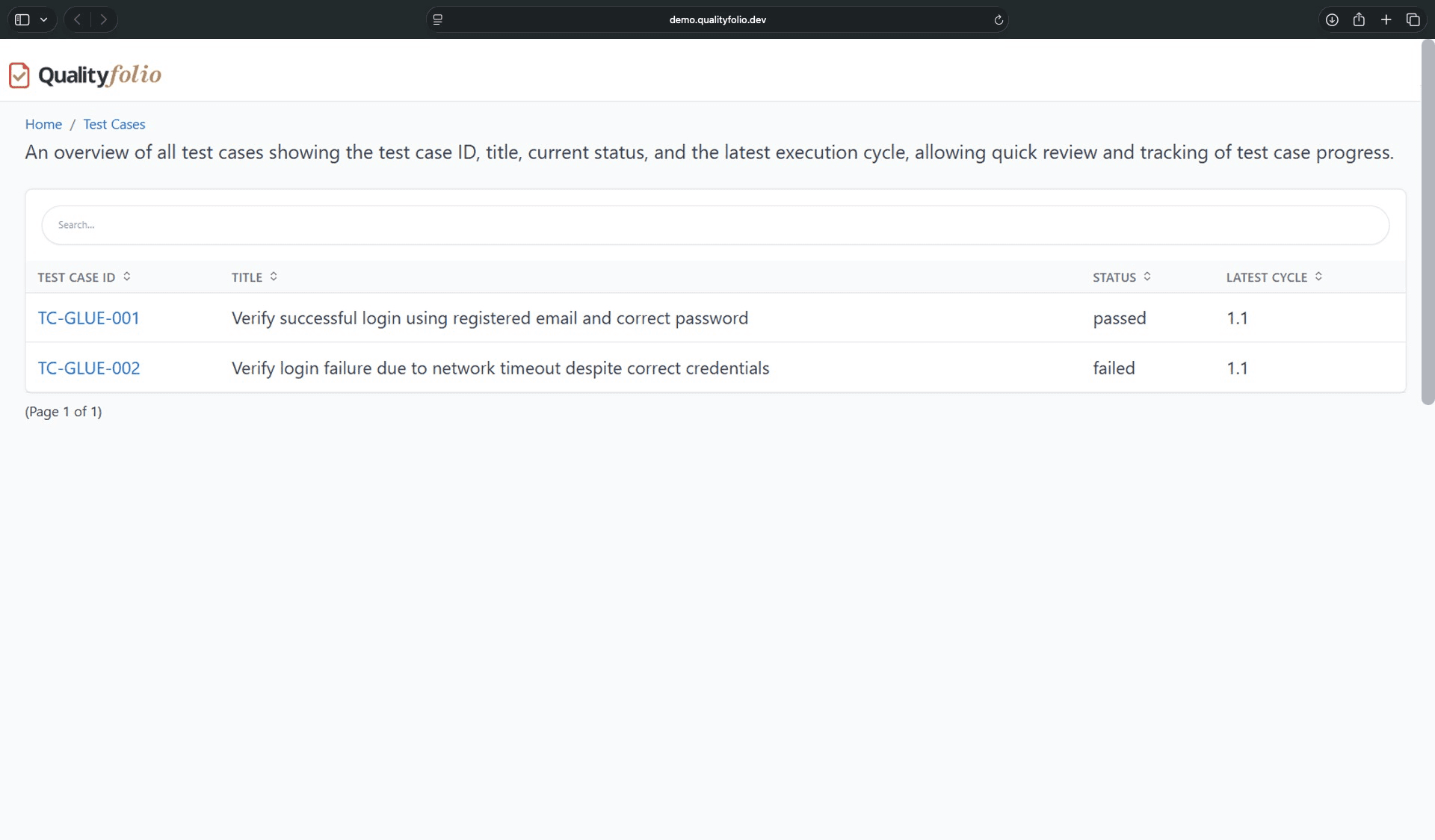 Qualityfolio Drill Down